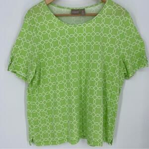 Chico’s T-Shirt Geometric Print Coastal Grandma Lace Sleeve XL